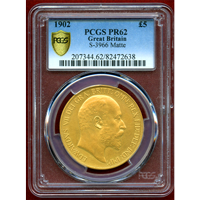 イギリス 1902年 5ポンド 金貨 エドワード7世 PCGS PR62Matte