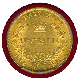オーストラリア 1867SY ソブリン 金貨 ヴィクトリア バンクシア PCGS MS61