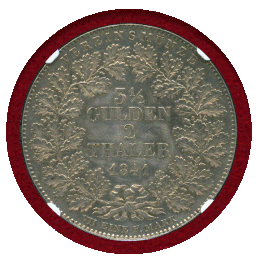 【SOLD】ドイツ 1841年 2ターラー 銀貨 フランクフルト都市景観 UNC DETAILS