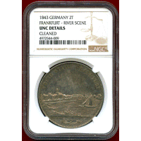 【SOLD】ドイツ 1841年 2ターラー 銀貨 フランクフルト都市景観 UNC DETAILS
