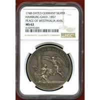 【SOLD】ドイツ ハンブルク 1748年 銀メダル ウェストファリア条約締結100周年 MS62