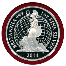 イギリス 2014年 2ポンド 銀貨 ブリタニア NGC PF70UC ER