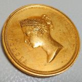 イギリス 1837年 銅メダル ギルト ヴィクトリア女王ロンドンシティ訪問記念