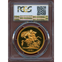 イギリス 1981年 5ポンド 金貨 エリザベス2世 ヤングバスト PCGS PR68DCAM