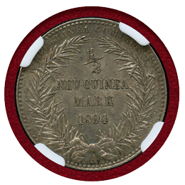 独領ニューギニア 1894A 1/2マルク 銀貨 極楽鳥 NGC MS62