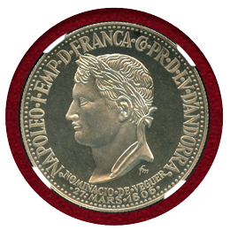 アンドラ公国 1964年 50ディナール銀貨 ナポレオン1世 NGC PF66CAM
