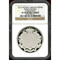 イギリス 2013年 5ポンド 銀貨 ピエフォー ジョージ王子洗礼記念 NGC PF70UC