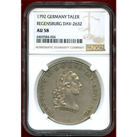 ドイツ レーゲンスブルク 1792年 ターラー 銀貨 都市景観 NGC AU58