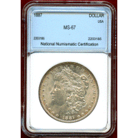 【SOLD】アメリカ 1887年 $1 銀貨 モルガンダラー NNC MS67