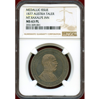 【SOLD】 オーストリア 1877年 ターラー 銀貨 ラクサルペ山荘開設記念 NGC MS63PL