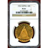 オーストリア 1936年 100シリング 金貨 マドンナ NGC PL61