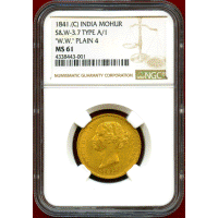 【SOLD】英領インド 1841(C) モハール 金貨 ヴィクトリア NGC MS61