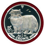 マン島 1989年 クラウン プルーフ銀貨 キャットコイン ペルシアン NGC PF69UCAM