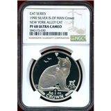 マン島 1990年 クラウン プルーフ銀貨 キャットコイン NYアーリー NGC PF68UCAM