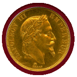 【SOLD】フランス 1864A 100フラン 金貨 ナポレオン3世有冠 NGC MS64