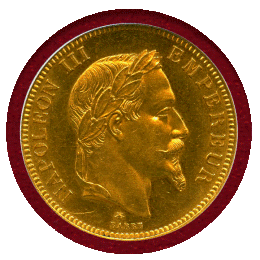 【SOLD】フランス 1864A 100フラン 金貨 ナポレオン3世有冠 NGC MS64