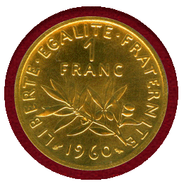 【SOLD】フランス 1960年 1フラン 金貨 ピエフォー 種を蒔く女神 PCGS SP67