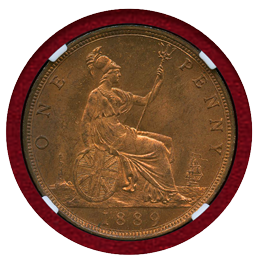イギリス 1889年 ペニー 銅貨 ヴィクトリア バンヘッド NGC MS65RB