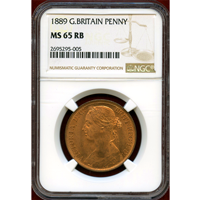イギリス 1889年 ペニー 銅貨 ヴィクトリア バンヘッド NGC MS65RB