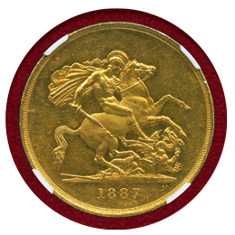 イギリス 1887年 5ポンド 金貨 ヴィクトリア ジュビリーヘッド NGC MS61