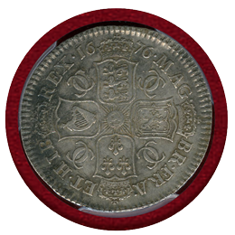 イギリス 1676年  1/2クラウン銀貨 チャールズ2世 PCGS XF Detail