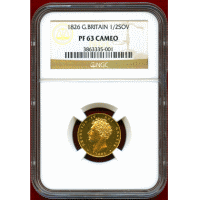 イギリス 1826年 1/2ソブリン 金貨 ジョージ4世 NGC PF63CAMEO