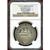 ドイツ ワイマール共和国 1927A 5マルク 銀貨 ブレーマーハーフェン NGC PF65CAM