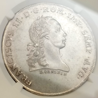 ドイツ レーゲンスブルク 1792年 ターラー 銀貨 都市景観 NGC AU58