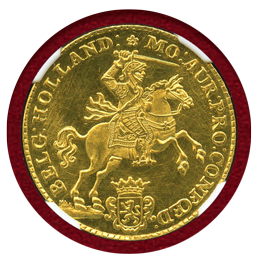 【SOLD】オランダ ホラント 14グルデン リストライク 馬上の騎士 NGC MS66