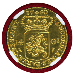 【SOLD】オランダ ホラント 14グルデン リストライク 馬上の騎士 NGC MS66