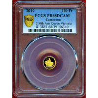 【SOLD】カメルーン 2019 100フラン金貨 ウナとライオン エリザベス2世 PR68DCAM