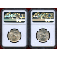 イタリア 1914R 2リレ 銀貨 2枚セット クァドリガ NGC MS64/MS63