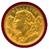 【SOLD】スイス 1899B 20フラン 金貨 アルプスと少女 PCGS MS62