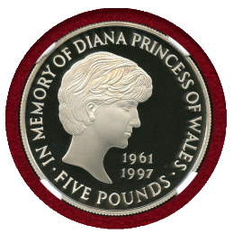 イギリス 1999年 5ポンド 銀貨 ダイアナ NGC PF69UC