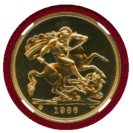 【SOLD】イギリス 1986年 5ポンド 金貨 エリザベス2世 NGC MS69