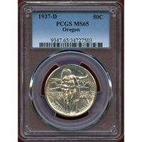 アメリカ 1937D 50セント 銀貨 オレゴン街道記念 PCGS MS65