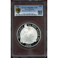 イギリス 2016年 10ポンド(5oz) 銀貨 ブリタニア PCGS PR69DCAM