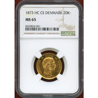 【SOLD】デンマーク 1873年 20クローネ 金貨 クリスチャン9世 NGC MS65