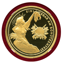 スイス 現代射撃祭 1989年 1000フラン 金貨 メンツィンゲン NGC PF70UC