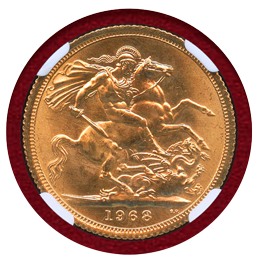 【SOLD】イギリス 1968年 ソブリン 金貨 エリザベス2世 NGC MS65