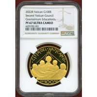 バチカン市国 2022年 100ユーロ 金貨 グラヴィッシマム教育 NGC PF67UC
