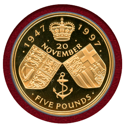 イギリス 1997年 5ポンド 金貨 金婚式記念 PCGS PR69DCAM
