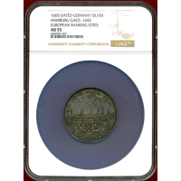 【SOLD】ドイツ ハンブルク 1665年 ポルトガレッサー 銀メダル 都市景観 NGC AU55