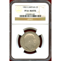 イギリス 1902年 フローリン(2シリング) 銀貨 エドワード7世 PF61MATTE