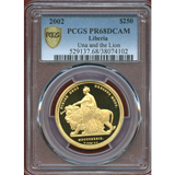 【SOLD】リベリア共和国 2002年 250ドル 金貨 プルーフ ウナとライオン PR68DCAM
