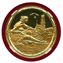 スイス 現代射撃祭 2004年 500フラン金貨 フリブール NGC PF69UC