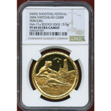 スイス 現代射撃祭 2004年 500フラン金貨 フリブール NGC PF69UC