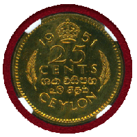 セイロン 1951年 ニッケル黄銅貨 2枚セット リストライク ジョージ6世 NGC PF64