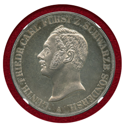 【SOLD】ドイツ シュヴァルツブルク 1845A 2ターラー銀貨 プルーフ NGC PF64