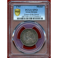 【SOLD】イギリス 1707年 銀メダル アン女王 PCGS SP53